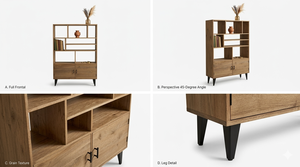 Lily Modern <b>Solid</b> <b>Wood</b> Eco-Friendly <b>Bookcase</b> with Natural Finish for Home Hotel & Farmhouse Interior Projects - Product Image 6