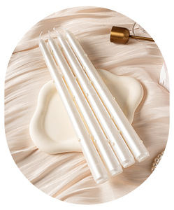 Luxury Pearl Finish 25cm Long Pole Wax <b>Candle</b> Decorative 25cm Pearl Taper <b>Candle</b> for Events Premium Long Burning 25cm Pearl Wax - Product Image 6