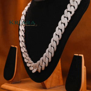 Moissanite <b>Statement</b> <b>Necklace</b> S925 Silver Rhodium Plated Link Chain Men's Hiphop Jewelry - Product Image 3