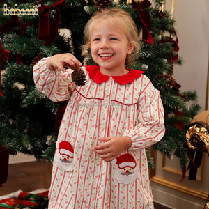 Vestido de Navidad de pana para niñas al por mayor, con bolsillo de Papá Noel, ODM OEM, fruncido, 100% algodón, ecológico, corte A para niños - Product Image 2