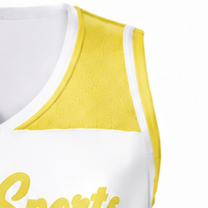 Maillot de cheerleading sans manches sublimé blanc et jaune, tenue de sport athlétique pour l'entraînement, la performance et la compétition - Product Image 3