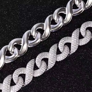 White <b>Gold</b> Plated Cuban Link Moissanite Chain Pass Diamond <b>Tester</b> Round Brilliant Cut 925 Silver Fine Chain Jewelry - Product Image 5