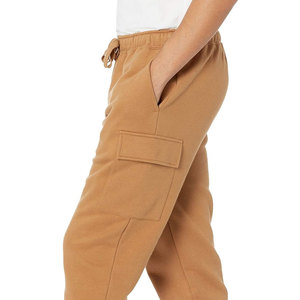 Pantalon cargo en coton à cordon de serrage, couleur unie, taille mi-haute, longueur cheville, avec poches, respirant, décontracté - Product Image 4