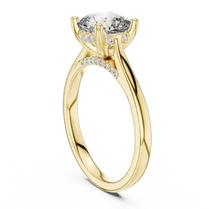 Anillo de compromiso unisex con diamante de laboratorio de dos quilates con corte cojín, oro macizo de dieciocho quilates, halo oculto, joyería de lujo para bodas y fiestas. - Product Image 2