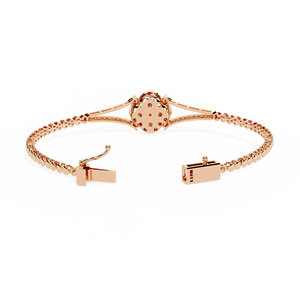 Jewellery for Women | Lab Grown Flower Cluster Diamond Bracelet in 10k 14K 18k <b>Rose</b> <b>Gold</b> Halo Pave Designer Diamond Bracelet - Product Image 2