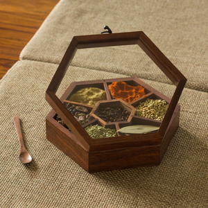 Fabricante de Cajas de Especias de Madera, Venta al por Mayor de Cajas de Especias Multicompartimento Resistentes a la Humedad con Tapa de Latón, Gran Venta - Product Image 6