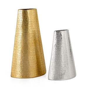 Florero de Diseño Tradicional, Forma Cilíndrica, Metal con Acabado Dorado, Maceta para Decoración de Hogar y Oficina - Product Image 4