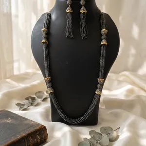 Smoky Color Stone <b>Necklace</b> <b>Set</b> Gold Plated with Matching Earrings Fashionable <b>Indian</b> Jewelry for Women - Product Image 1