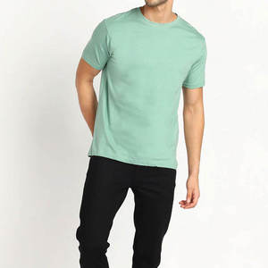 เสื้อยืดคอกลมแขนสั้นผู้ชาย สีเขียวมิ้นท์ ทรงปกติ สวมใส่สบาย ผ้าถัก ดีไซน์เรียบง่าย ระบายอากาศได้ดี ผลิตจากผ้าฝ้าย 100% - Product Image 5