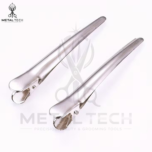 Pinces à cheveux professionnelles courbées en acier inoxydable, type bec de canard, haute tension, antidérapantes, pour la coiffure en salon, outil de sectionnement - Product Image 5