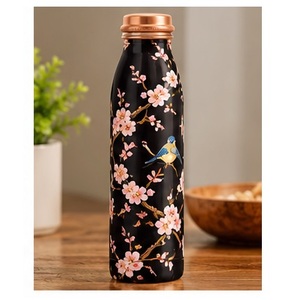 Bouteille d'eau décorative en cuivre, motif astronaute de dessin animé, thermos de voyage portable, design bleu - Product Image 6