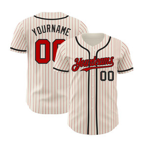 Uniforme de baseball pour hommes, maillot rayé rouge et blanc, pantalon, évacuation de l'humidité, manches longues, fermeture à boutons, tenue d'équipe, taille adulte - Product Image 3