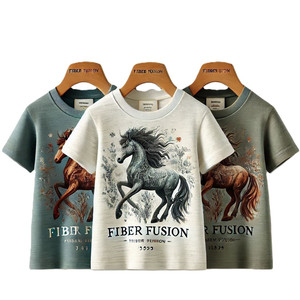 100% camisetas de algodón con cuello redondo para niños pequeños en colores sólidos impresos diseños elegantes personalizados para niños camisetas de punto para niños - Product Image 3