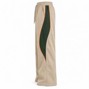 Pantalon de survêtement large pour homme, taille élastique avec cordon de serrage, blocs de couleur et bande latérale, décontracté, respirant, en polyester, pour l'automne - Product Image 3