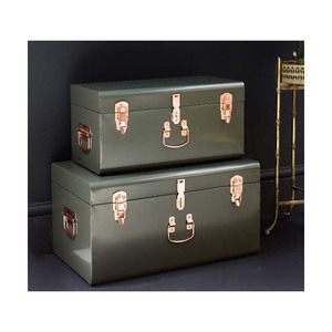 New Arrival Stylish Iron <b>Trunk</b> <b>Box</b> Customized Vintage <b>Storage</b> Chest For Living Room Bedroom Travel Hotel Use - Product Image 1