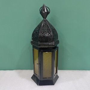 Artisan Design Decorative Iron & Glass <b>Lantern</b> with <b>Black</b> Finish for Home Decoration - Product Image 5
