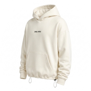 Sudadera con Capucha Oversize Personalizada Color Crema con Bolsillo Canguro y Cordón Ajustable en el Bajo, Estilo Casual Urbano - Product Image 3