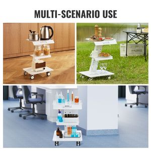 Carrello da Laboratorio Mobile in Metallo a 3 Ripiani con Ruote Girevoli e Vassoio, Capacità di Carico 100 kg, per Cliniche e Laboratori - Product Image 6