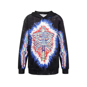Men's Hooded Sweatshirt <b>Skeleton</b> Print Sublimation Regular Fit Casual Autumn Knitted Polyester <b>Hoodie</b> Sweatshirt - Product Image 1
