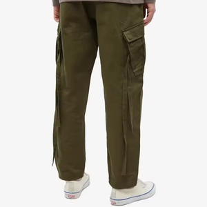 Men Streetwear 100% Cotton Multi Pocket Cargo Pants With Straps Summer Lightweight Casual Work Trousers Jogger Pants OEM - Product Image 5