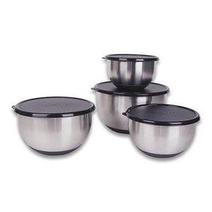 Juego de Tazones para Mezclar de Acero Inoxidable con Tapas Herméticas, Tamaños Graduados para Servir Alimentos, Uso en la Cocina del Hogar - Product Image 1