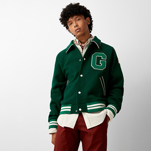 Chaqueta Universitaria Regular para Hombre, Estilo Deportivo con Cuello Alto, Chaqueta de Béisbol de Lana a la Moda, Estilo Informal Holgado, Personalizable, para Invierno - Product Image 4