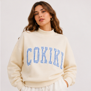 Sudadera Cokiki con cuello alto bordado, jersey oversize de forro polar, ropa casual de moda urbana, fabricante mayorista - Product Image 1