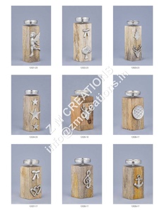 Portavelas Cuadrado de Madera de Mango y Metal con Diseño de Estrellas, Hecho a Mano, Multicolor, Decorativo para Hogar y Jardín, Decoración Navideña - Product Image 2