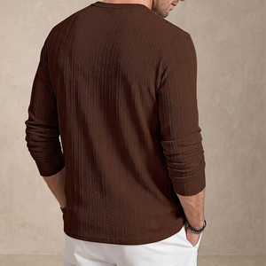 <b>Men's</b> Knitted Long Sleeve Solid Color Pullover Sweater Autumn Casual Full Sleeve Brown - Product Image 3