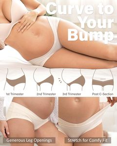 Women <b>Maternity</b> Boyshort <b>Underwear</b> Mid-Rise Cotton Pregnancy Panties Breathable Eco-Friendly Underwire Belly Support OEM ODM - Product Image 3