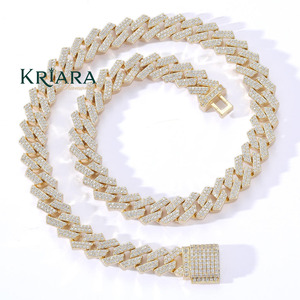 Men's S925 <b>Silver</b> Rhodium Plated Moissanite Link <b>Chain</b> Necklace Round Brilliant Cut Micro Pave Luxury Everyday Wear - Product Image 2