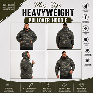 <b>Men</b> Plus Size <b>Camo</b> Printed <b>Hoodie</b> French Terry Pullover Hooded Sweatshirts Winter Wear Heavyweight Pullover Top <b>Men</b> Printed Hood - Product Image 5