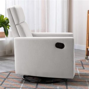 Poltrona Reclinabile Girevole Moderna Beige con Seduta Imbottita e Morbida per Cameretta - Product Image 6
