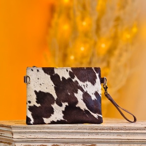 2026 New Arrival Western Style 100% Genuine <b>Leather</b> Sling Evening Bag Animal Printed Sling <b>Pouch</b> Hand <b>Tooled</b> Hair Fur Sling Bags - Product Image 5