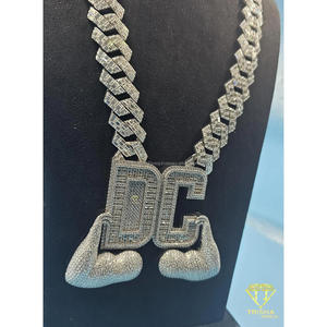 Collar con Colgante de Letra 'DC' Estilo Hip Hop, con Incrustaciones de Diamantes de Moissanita, Joyería Brillante para Regalo - Product Image 5