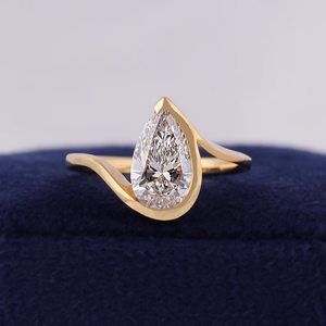Pear Cut Diamond Engagement Ring white Gold Tension Setting Women's Romantic Fine Jewelry - Product Image 1