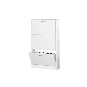 Scarpiera stretta a 3 livelli in legno bianco per ingresso, mobile scarpiera ribaltabile salvaspazio 3D a 3 livelli per casa e appartamento - Product Image 6