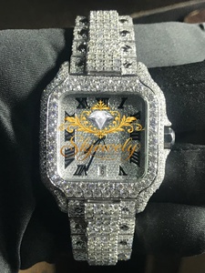 Reloj Mecánico de Lujo de Alta Calidad con Esfera Cuadrada e Incrustaciones de Moissanita, Correa de Acero Inoxidable de 20 mm, Analógico para Hombre - Product Image 1