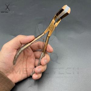 Pince à presser pour extensions de cheveux en bronze métallique, poignées texturées scintillantes, cadre perforé, pince de scellage en silicone - Product Image 5
