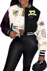 Chaquetas Varsity Personalizadas para Mujer, con Logotipo Chenille, a Cuadros, de Invierno, Impermeables, Resistentes al Viento, Transpirables, de Poliéster, al por Mayor, para Universidad - Product Image 5