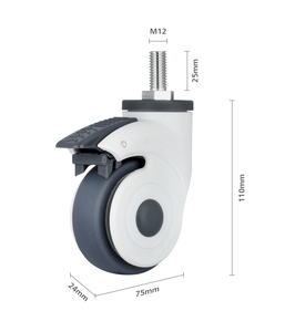 Ruedas Giratorias con Freno Médico, 3/4 Pulgadas, Diseño Silencioso Universal de TPR, Soportes de Nylon, Tornillo M12*<span class=keywords><strong>25mm</strong></span> - Product Image 5