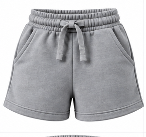 Shorts de sport orange et blanc pour filles, shorts d'été en molleton pour enfants, shorts pour filles avec bande latérale et taille élastique à cordon de serrage - Product Image 3