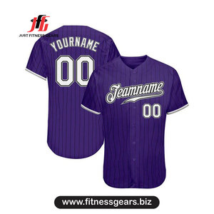 Maillot de baseball bleu personnalisé à manches courtes unisexe pour adulte en polyester anti-humidité avec nom d'équipe imprimé - Product Image 2