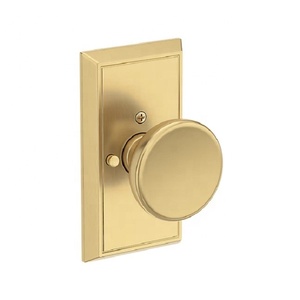 Classic Brass Round Knob with Decorative Backplate Passage Pzivacy Durable Furniture Handle <b>Dummy</b> Design for Home Office use - Product Image 4