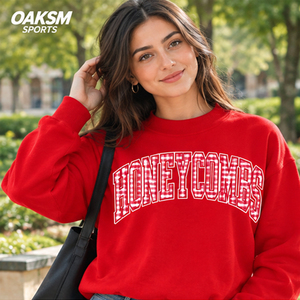 Sudadera de Mujer con Cuello Redondo Color Crema, Estampado de Letras Honeycombs, Informal, Tejida, 100% Algodón, Manga Larga, para Otoño - Product Image 3