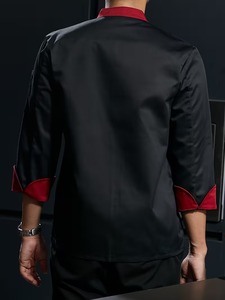 Uniforme de Chef 2025 Económico Unisex de Manga Corta con Cuello Alto y Doble Botonadura, Tejido de Poliéster, Delgado, para Restaurante - Product Image 3