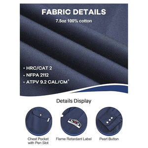 FR Safety Work <b>Shirt</b> 100% Cotton 170gsm – Anti-Static Flame Retardant <b>Shirt</b> for Mining <b>Welding</b> Construction - Product Image 5
