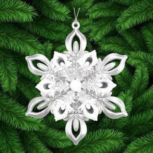 Décoration de Noël et du Nouvel An en gros, décoration d'hiver, peinture argentée mate, paillettes blanches, acrylique, 3 couches, garniture, flocon de neige - Product Image 3