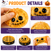 12 pièces Nouveauté transfrontalière Halloween Squishy en forme de boulette de riz, doux, non collant, excellent rebond, anti-stress