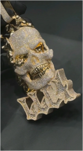Collar de Hip Hop con Colgante de Calavera Chapado en Oro, Colgante de Calavera con Moissanita, Colgante de Calavera con Diamantes Iced Out para Hombre - Product Image 6